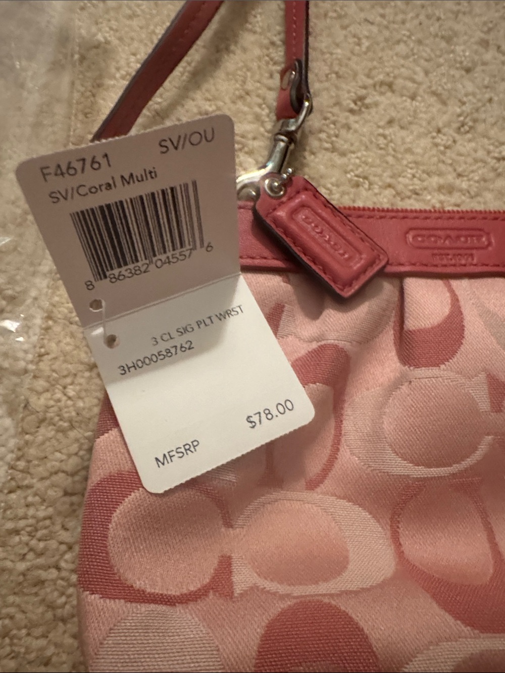 Coach Pink Signature Wristlet - Picture 2 of 6